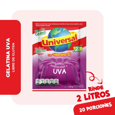 Universal Gelatina Sabor Uva Bolsa 130gr
