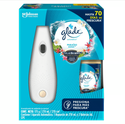 Glade Paraíso Azul 1 Aparato Automático + 1 Repuesto Frasco 270ml