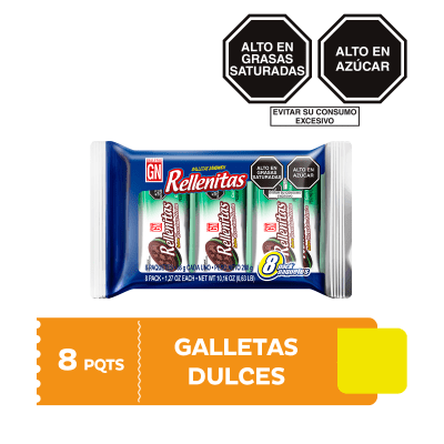 GN Rellenitas Galleta Sabor Chocolate Menta Pack 8und1