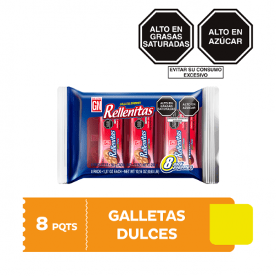 GN Rellenitas Galleta Sabor Fresa Pack 8und1