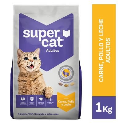 Supercat adultos carne, pollo y leche 1k