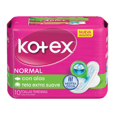 Toallas Higiénicas Kotex Normal paquete 10 unidades