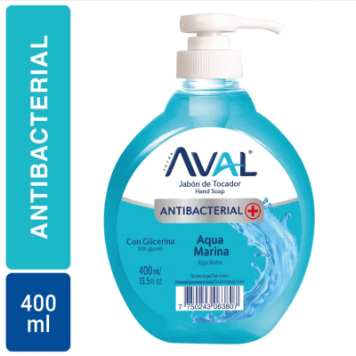 Aval Jabón Liquido Antibacterial Aqua Marina 400ml