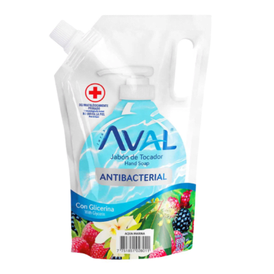 Aval Jabón Líquido Antibacterial Aqua Marina Doypack 800ml1
