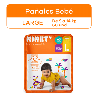 Ninet Pañal Desechable Talla L Bolsa 60und