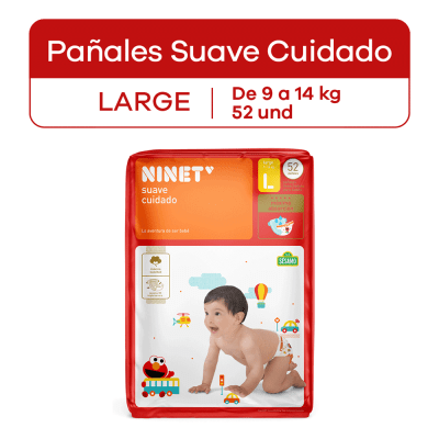 Ninet Pañal Suave Cuidado Talla L Bolsa 52und1