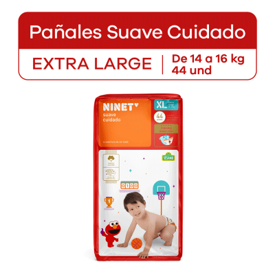 Ninet Pañal Suave Cuidado Talla XL Bolsa 44und