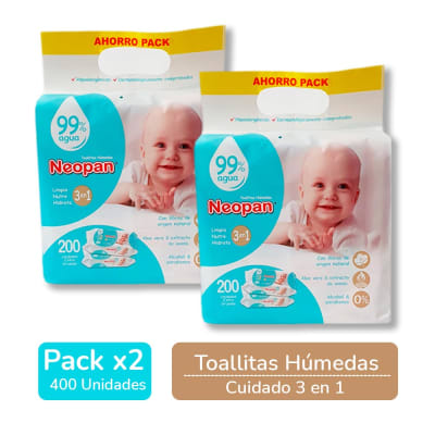Neopan Toallitas Húmedas 99% Agua Pack 2und1