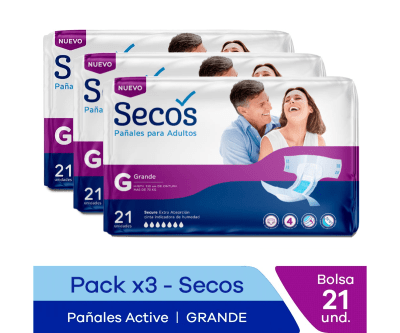 Secos Pañal Active Talla G Pack 3und1