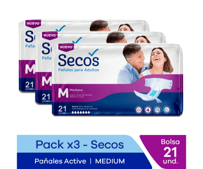 Secos Pañal Active Talla M Pack 3und