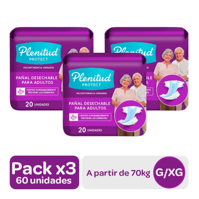 Plenitud Pañal Protect Talla G/XG Pack 3und