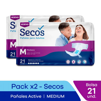 Secos Pañal Active Talla M Pack 2und1