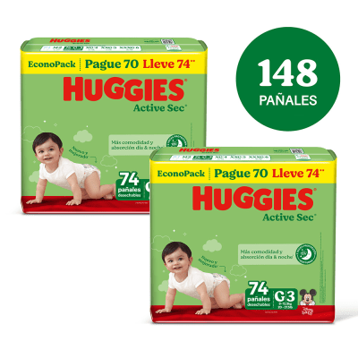 Huggies Pañal Active Sec Talla G Pack 2und1
