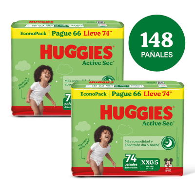 Huggies Pañal Active Sec Talla XXG Pack 2und1