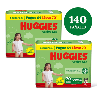 Huggies Pañal Active Sec Talla XXXG Pack 2und1
