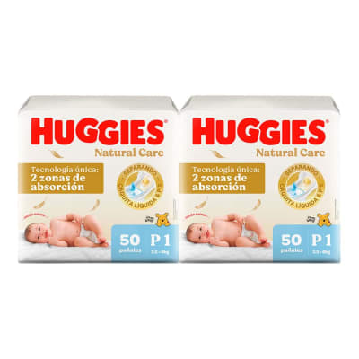 Huggies Pañal Natural Care Talla P Pack 2und1