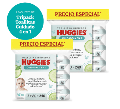 Huggies Toallitas Húmedas One & Done Bolsa 240und Pack 2und
