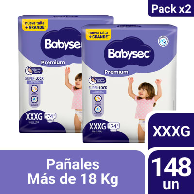 Pañales Babysec Premium Talla XXXG Pack 2 Uni1