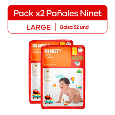 Ninet Pañal Suave Cuidado Talla L Pack 2und1
