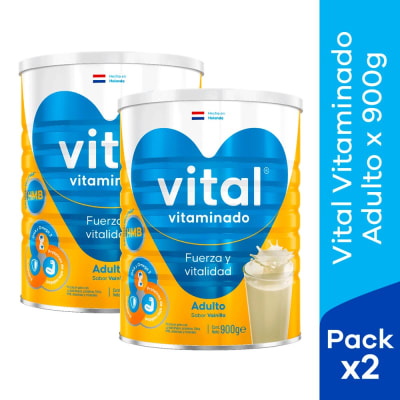 Vital Vitaminado Fuerza y Vitalidad Adulto Sabor Vainilla Lata 900gr Pack 2und1