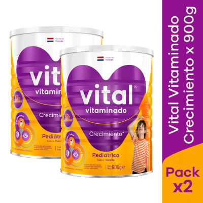 Vital Vitaminado Crecimiento Pediátrico Sabor Vainilla Lata 900gr Pack 2und1