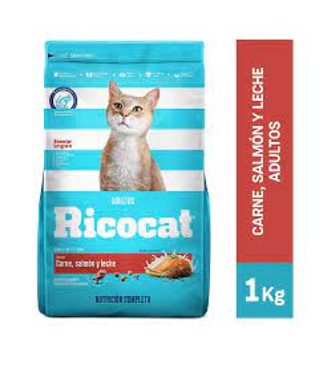 Ricocat Adultos Sabor Carne, Salmón y Leche Bolsa 1kg