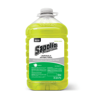 Sapolio Lavavajilla Líquido Antibacterial Limón Galón 5lt
