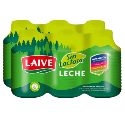 Laive Leche sin Lactosa Botella 390gr Pack 12und1