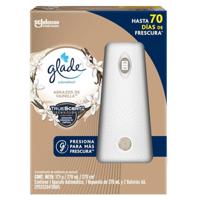 Glade Abrazos de Vainilla 1 Aparato Automático + 1 Repuesto Frasco 270ml