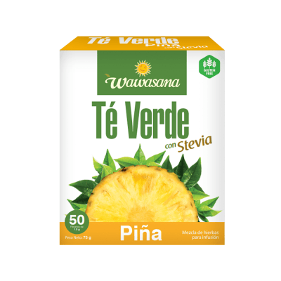 Wawasana Té Verde Sabor a Piña con Stevia Caja 50und1
