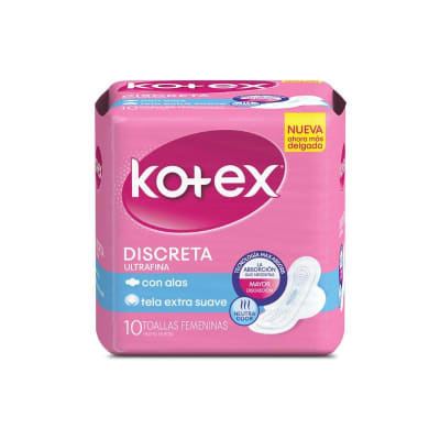 Toallas higiénicas Kotex Discreta paquete 10