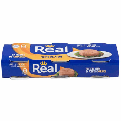 Real Filete de Atún en Aceite de Girasol Lata 80gr Pack 3und1