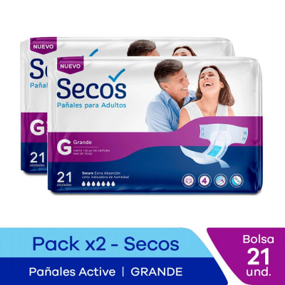 Secos Pañal Active Talla G Pack 2und1