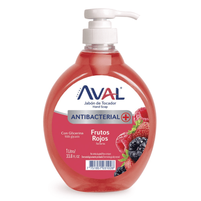 Aval Jabón Líquido Antibacterial Frutos Rojos Frasco 1lt