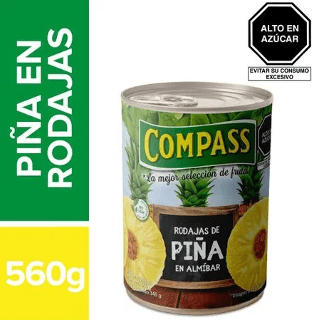 Compass Rodajas de Piña en Almíbar Lata 560gr | Eco Ahorro
