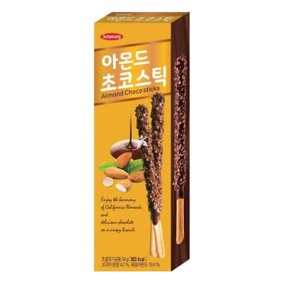 Caja Choco Sticks Palitos De Galletas Cubiertas Con Chocolate y Almendras 54g x 32