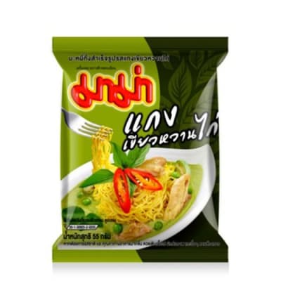 Caja Ramen Inst. Pollo Curry Verde Mama 55g x 180