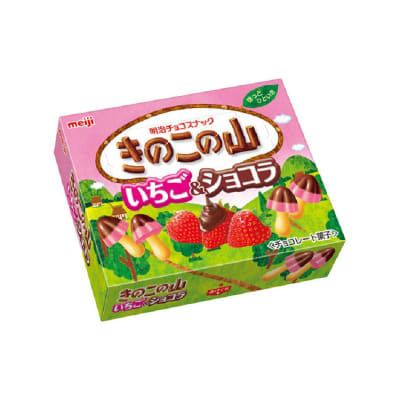 Caja Galleta Meji Fresa y Chocolate Forma Hongo 64g x 80