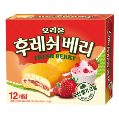 Caja Queque relleno Frutilla y Frambueza 336g x 8