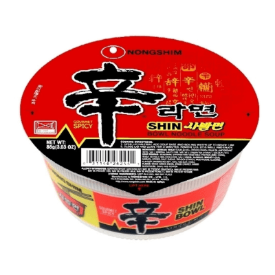 Caja Ramen Inst. Bowl Shin Carne de Soya Picante 86g x 12