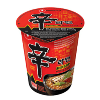 Caja Ramen Inst. Cup Shin Carne de Soya Picante 68gx 121