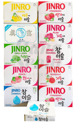 10 Cajas Soju Jinro 360ml x 20und  + 1 Cajita Vasito para Soju