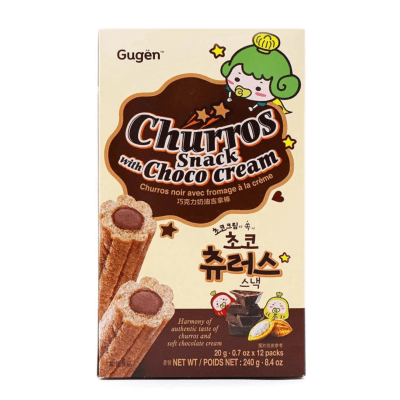 Caja Snack Churros Relleno crema Chocolate 20g x 12Packs x 8 (01895)