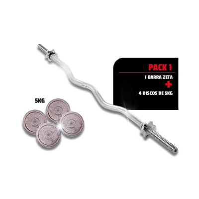 BARRA ZETA CROMADA + 20 KG DISCOS DE FIERRO IMPORTADOS1