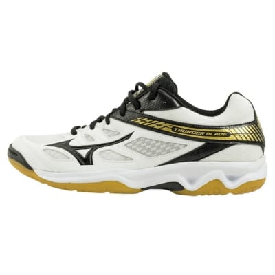 ZAPATILLAS MIZUNO THUNDER BLADE WHITE BLACK GOLD1