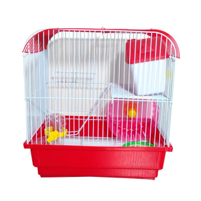 Jaula Hamster 2 Pisos Mas Tubos De Entretencion Color Rojo