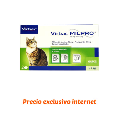 Virbac Milpro Gatos Antiparasitario Interno Para Gatos Mayores A 2 Kg. Virbac1