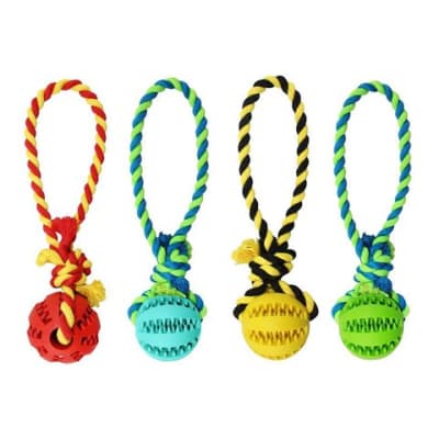 Pelota Beisbol Dental Para Snack Con Cuerda Colores