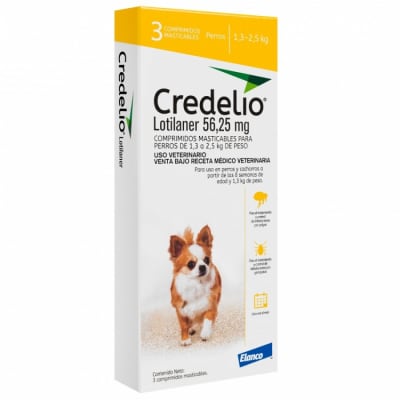 Credelio Anti-Pulgas Y Garrapatas X3 Comprimidos 1.3 A 2.5 Kg.