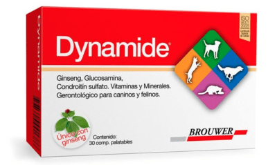 Dynamide 30 Comp. Con Ginseng Gerontologico Para Caninos Y Felinos
